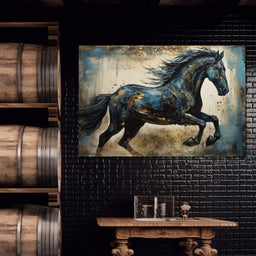 Gilded Teal Horse - NicheCanvas