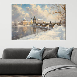 Winters Golden Glow Over Prague - NicheCanvas