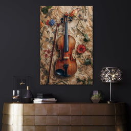 Violin Strings and Floral Notes - NicheCanvas