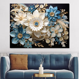 Golden Petals in Azure Nature - NicheCanvas