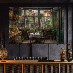 Backyard Floral Kitchen - NicheCanvas