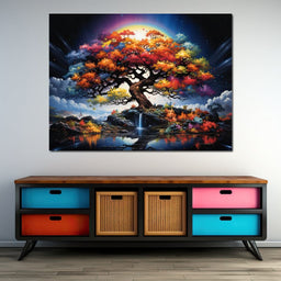 Mystic Rainbow Tree Twilight - NicheCanvas