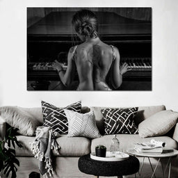 Young Woman Playing Piano - NicheCanvas