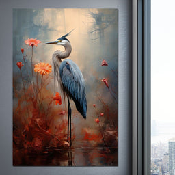 Autumn Heron Feathered Dawn - NicheCanvas