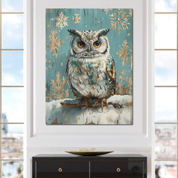 Winter Owls Golden Gaze - NicheCanvas