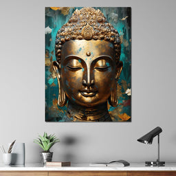 Golden Gaze of Buddha's Visage - NicheCanvas