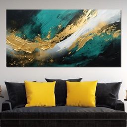 Emerald Currents with Gold - NicheCanvas