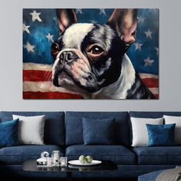 Land of the Brave Boston Terrier - NicheCanvas