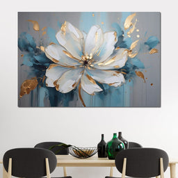 Golden Bloom in Turquoise Dream - NicheCanvas