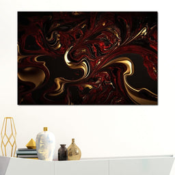 The Marble-Lux Collection: Dark Red & Vibrant Gold 14 - NicheCanvas