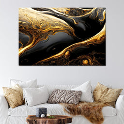Luxury Abstract Marble in Black & Gold - NicheCanvas