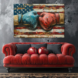 Stars and Stripes Boxing Showdown - NicheCanvas