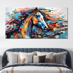 Vibrant Equine Mosaic - NicheCanvas