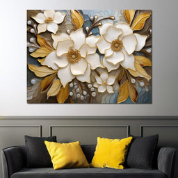 Golden Vortex of Organic Blooms - NicheCanvas