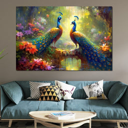 Two Peacocks - NicheCanvas
