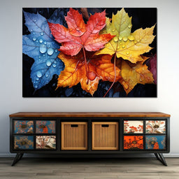 Autumnal Raindrop Leaves - NicheCanvas