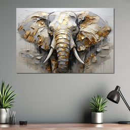Silver and Gold Elephant - NicheCanvas