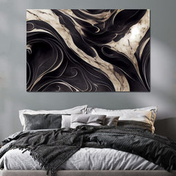 Luxury Abstract Marble in Black & White - NicheCanvas