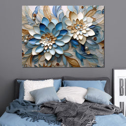 Floral Symphony in Blue & White - NicheCanvas