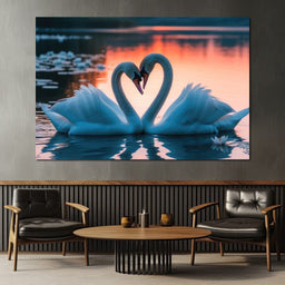 Swans In Love - Tooples Art - NicheCanvas