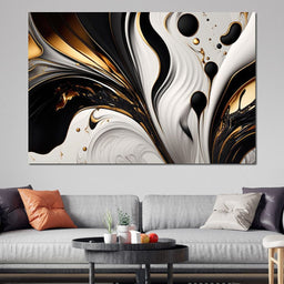 Marble-Lux Collection: Vibrant White & Gold Marble 01 - NicheCanvas