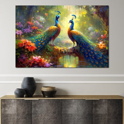 Two Peacocks - NicheCanvas
