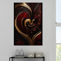 The Marble-Lux Collection: Dark Red & Vibrant Gold 05 - NicheCanvas