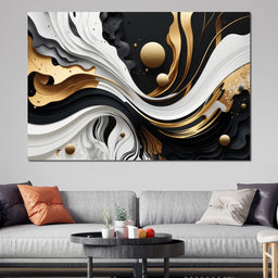 Marble-Lux Collection: Vibrant White & Gold Marble 08 - NicheCanvas