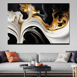 Marble-Lux Collection: Vibrant White & Gold Marble 06 - NicheCanvas