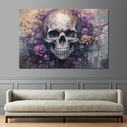 Skull & Flowers - Raven Blackwood - NicheCanvas
