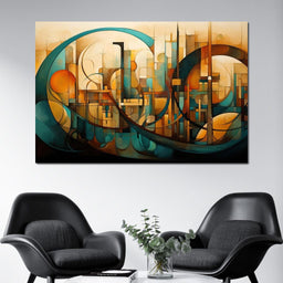 Divine Brushstrokes of Orange and Teal - NicheCanvas