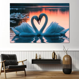 Swans In Love - Tooples Art - NicheCanvas