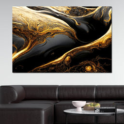Luxury Abstract Marble in Black & Gold - NicheCanvas