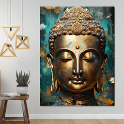 Golden Gaze of Buddha's Visage - NicheCanvas