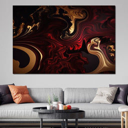 The Marble-Lux Collection: Dark Red & Vibrant Gold 15 - NicheCanvas