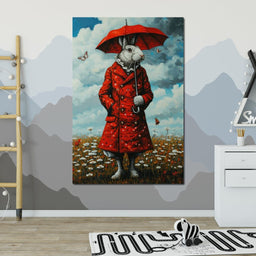 The Rabbit and the Red Umbrella - TooplesArt - NicheCanvas