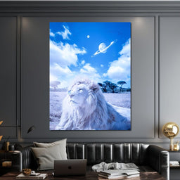 White Lion and Blue Butterfly - Gen Z - NicheCanvas