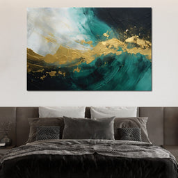 Emerald Tide with Golden Crest - NicheCanvas