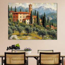 Tuscan Serenity Amidst Peaks - NicheCanvas