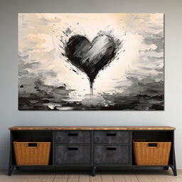 Ebony Heart Amidst the Gale - NicheCanvas