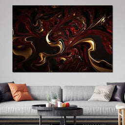 The Marble-Lux Collection: Dark Red & Vibrant Gold 14 - NicheCanvas