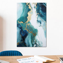 Glossy Marbling Liquid Abstraction - NicheCanvas