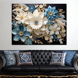 Golden Petals in Azure Nature - NicheCanvas