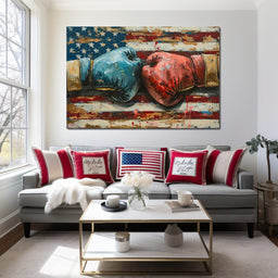 Stars and Stripes Boxing Showdown - NicheCanvas