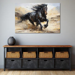 Stocky Black Horse - NicheCanvas