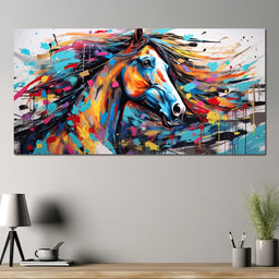 Vibrant Equine Mosaic - NicheCanvas