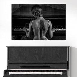 Young Woman Playing Piano - NicheCanvas