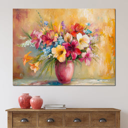 Sunlit Floral Vase Arrangement - NicheCanvas