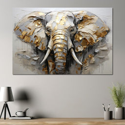 Silver and Gold Elephant - NicheCanvas