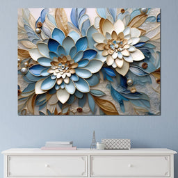 Floral Symphony in Blue & White - NicheCanvas